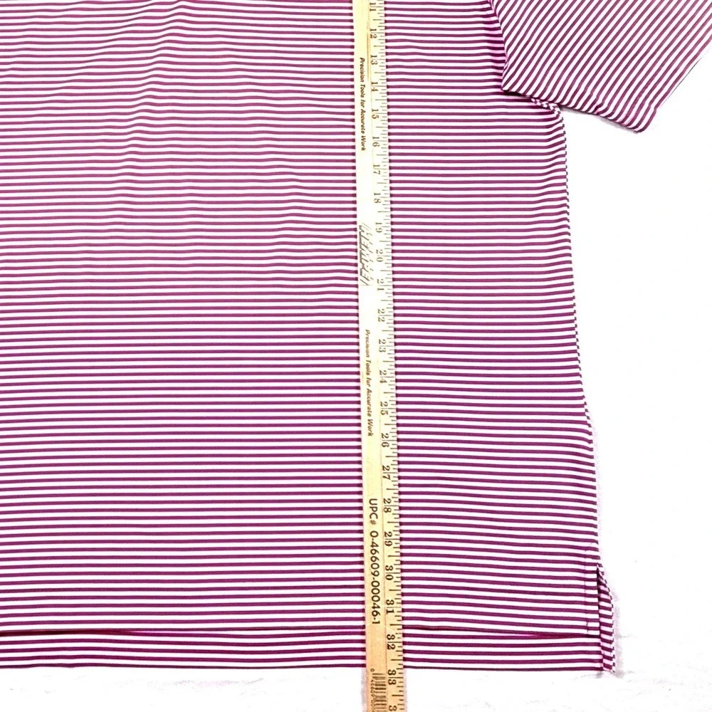 FootJoy‎ Mens ProDry Striped Golf Polo Shirt Magenta White Size L Short Sleeve - Picture 5 of 6